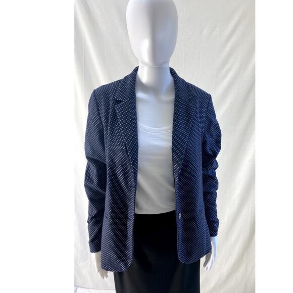 Rafaella Poka Dot Jacket  Blazer in Navy  and White Size Medium - Picture 11 of 13